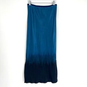 Go Silk Midi Skirt Womens XS Blue Ombre Lightweight Simple Basic Boho Beach